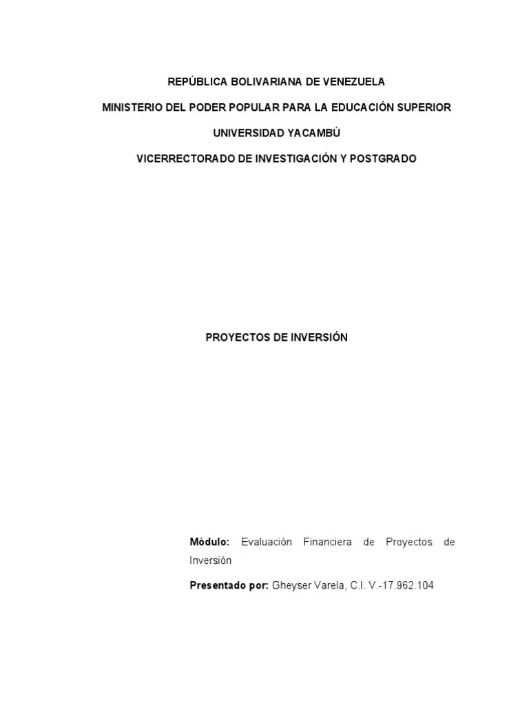 PROYECTOS DE INVERSIÓN | PDF | Evaluación | Business