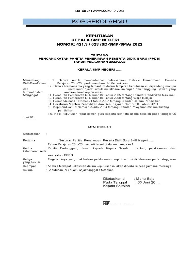 SK PPDB 2022 2023 | PDF