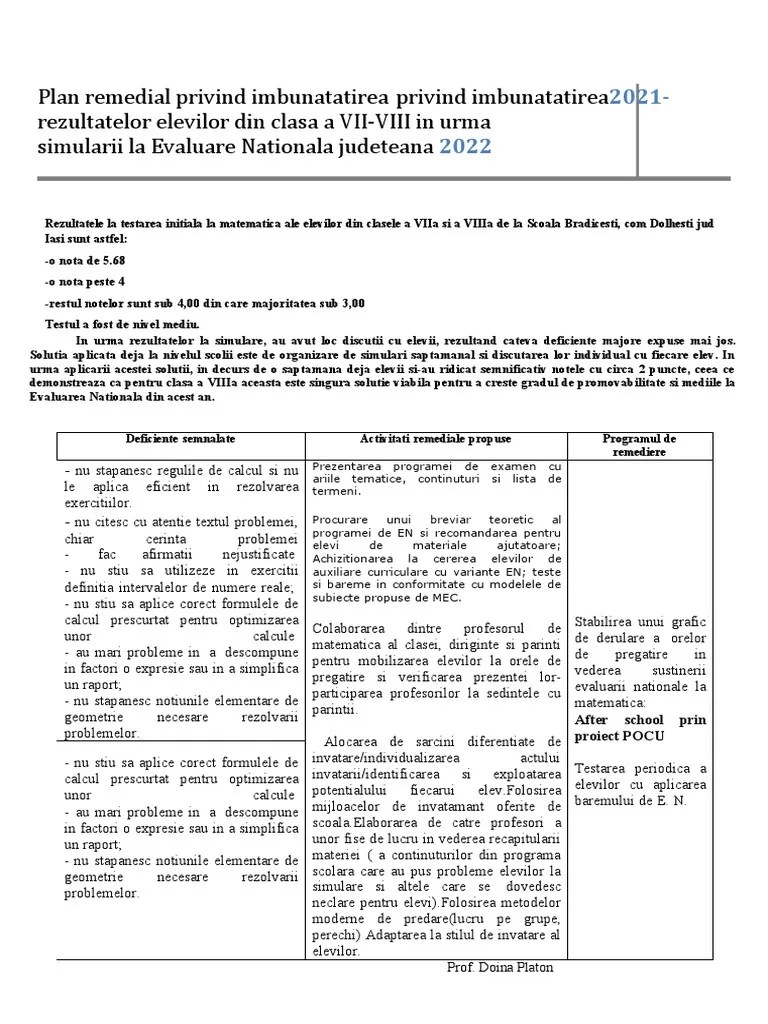 Plan Remedial Matematica EN | PDF