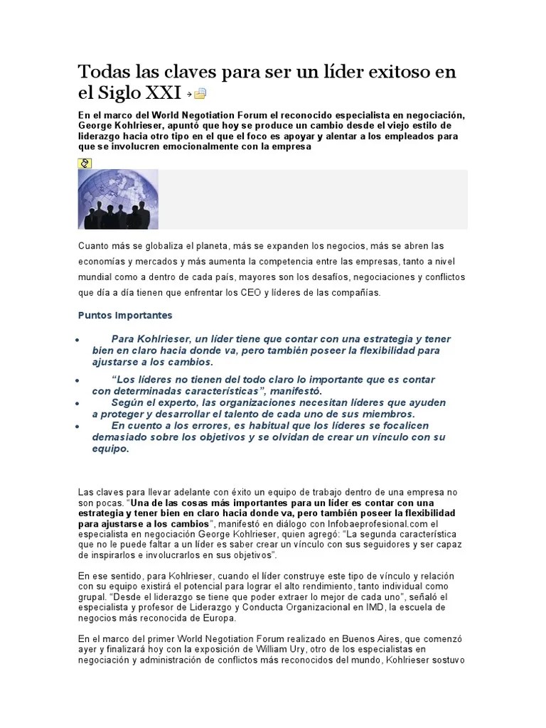 Todas Las Claves Para Ser Un Lider Exitoso | PDF | Liderazgo | Las Emociones