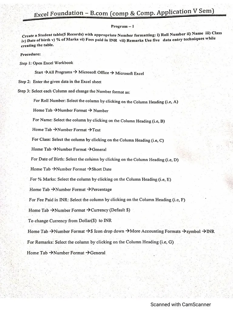 Ms-Excel Lab Record | PDF