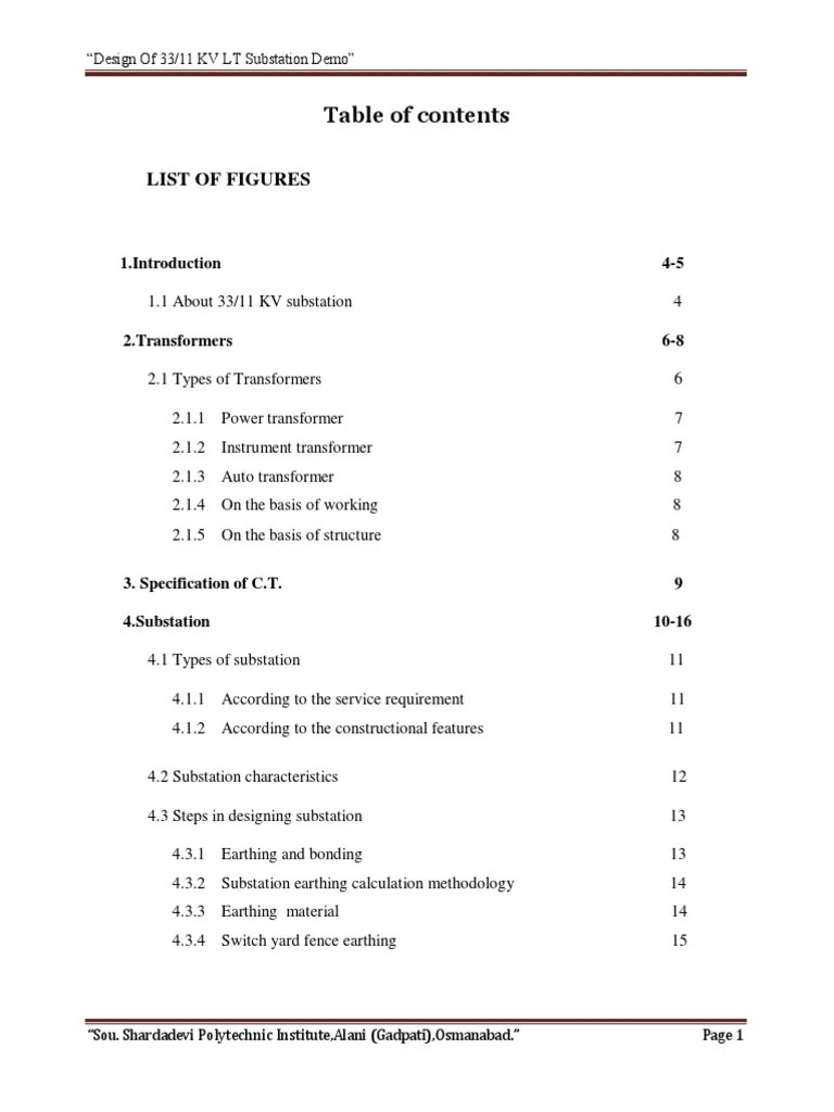 Design Of 33/11 KV LT Substation Demo | PDF | Electrical Substation | Transformer