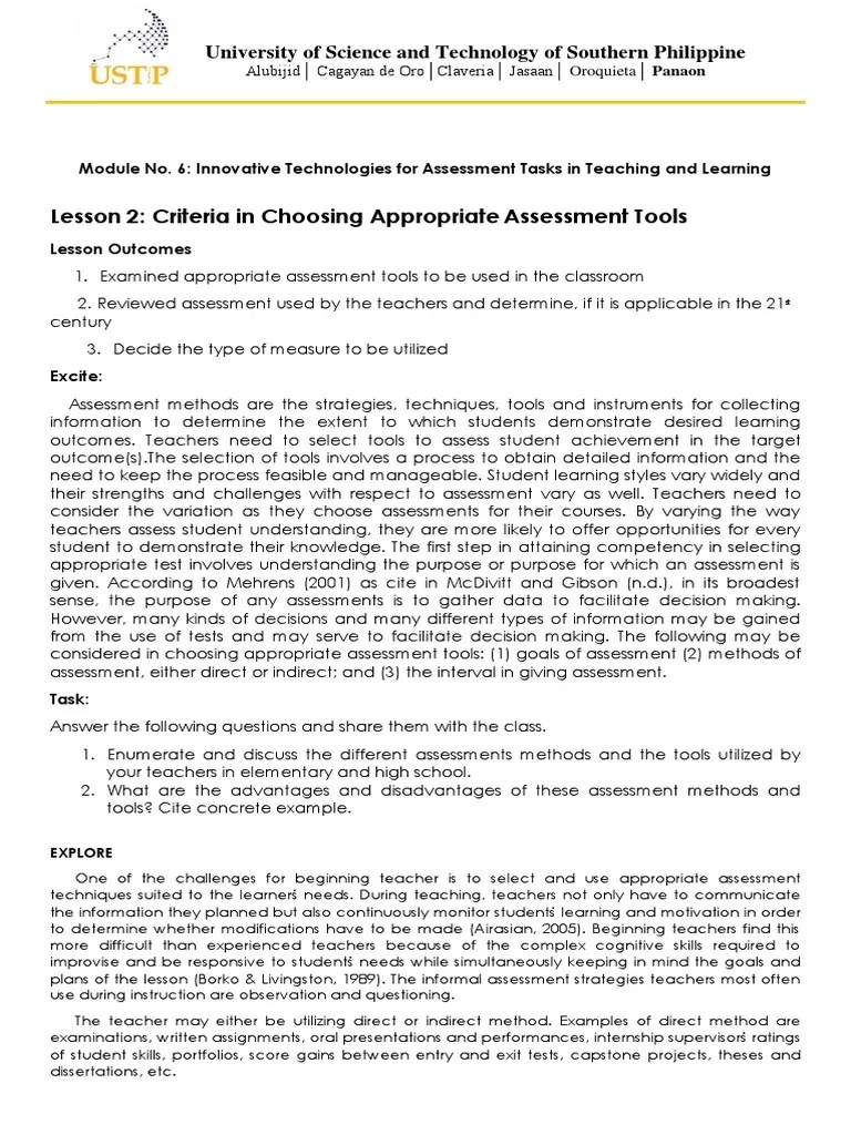 MODULE 5 Lesson2 | PDF | Educational Assessment | Educational Technology