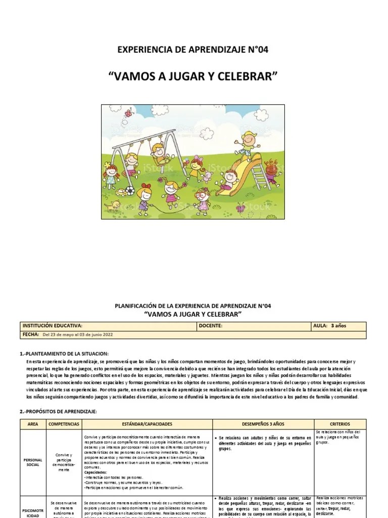 3 AÑOS Planificacion De Aprendizaje Inicial | PDF | Educación De La ...