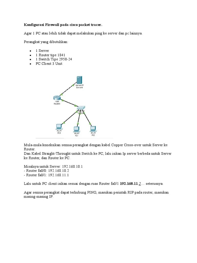 Bahan Praktikum Konfigurasi Firewall Dengan Cisco Packet Tracer | PDF ...