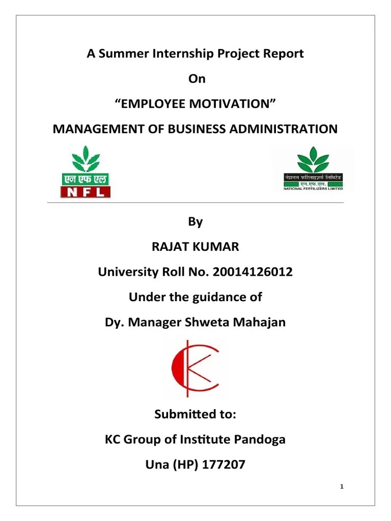 Rajat Employee Motivation Project Report | PDF | Motivation | Motivational