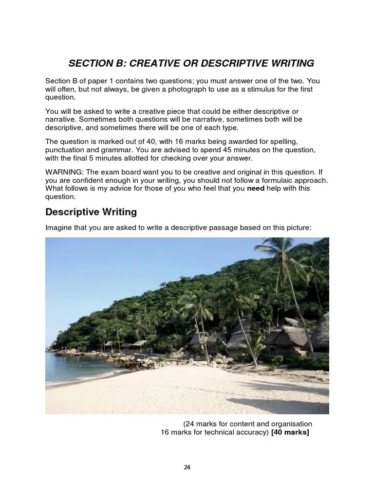 Section B: Creative Or Descriptive Writing | PDF | Cognitive Science ...