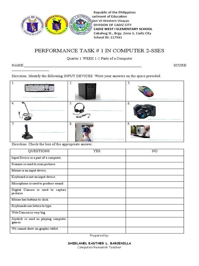 Computer Summative Test And Performance Task 1 | PDF | Computer Keyboard | Image Scanner