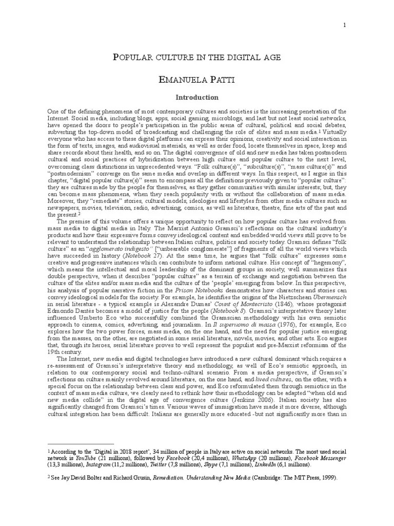 Popular Culture In The Digital Age | PDF | Popular Culture | Mass Media