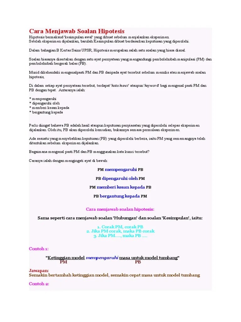 Cara Menjawab Soalan Hipotesis | PDF