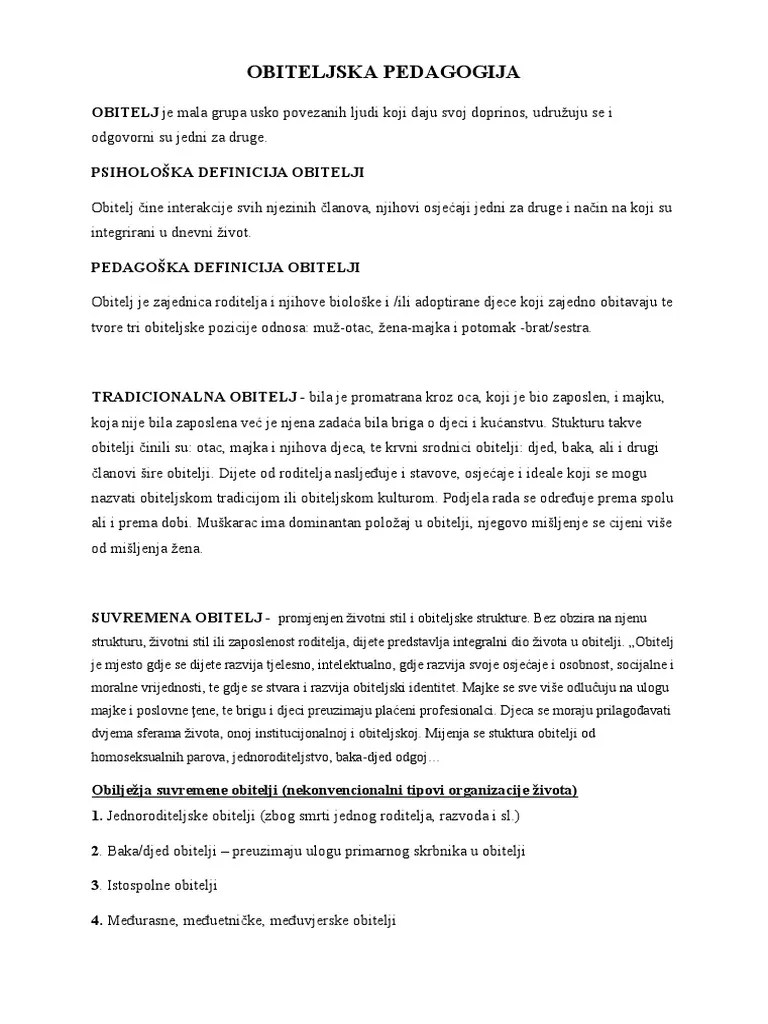 Obiteljska Pedagogija - Skripta Za Ispit - Biti Kompetentan Roditelj | PDF