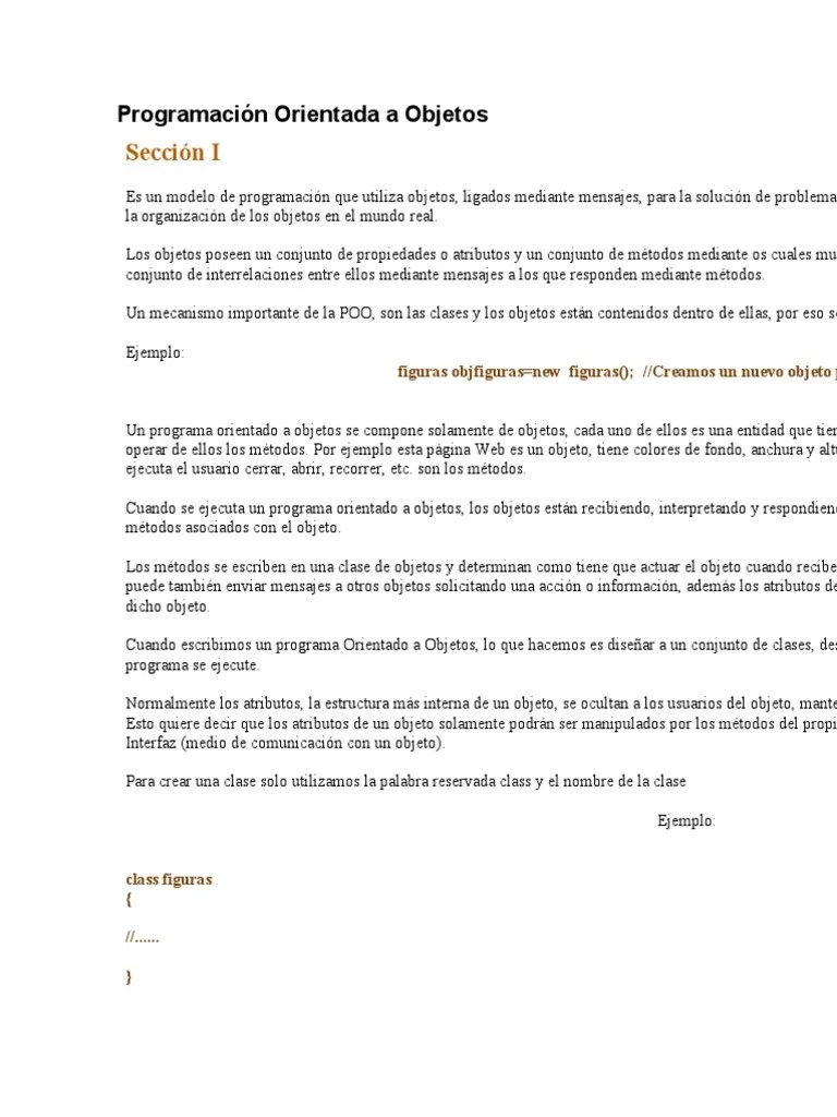 Programacion Orientada A Objetos | PDF | Objeto (informática ...