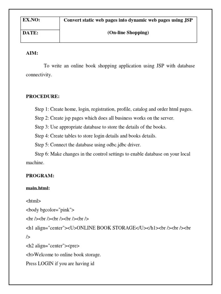Convert Static Web Pages Into Dynamic Web Pages Using JSP | PDF ...