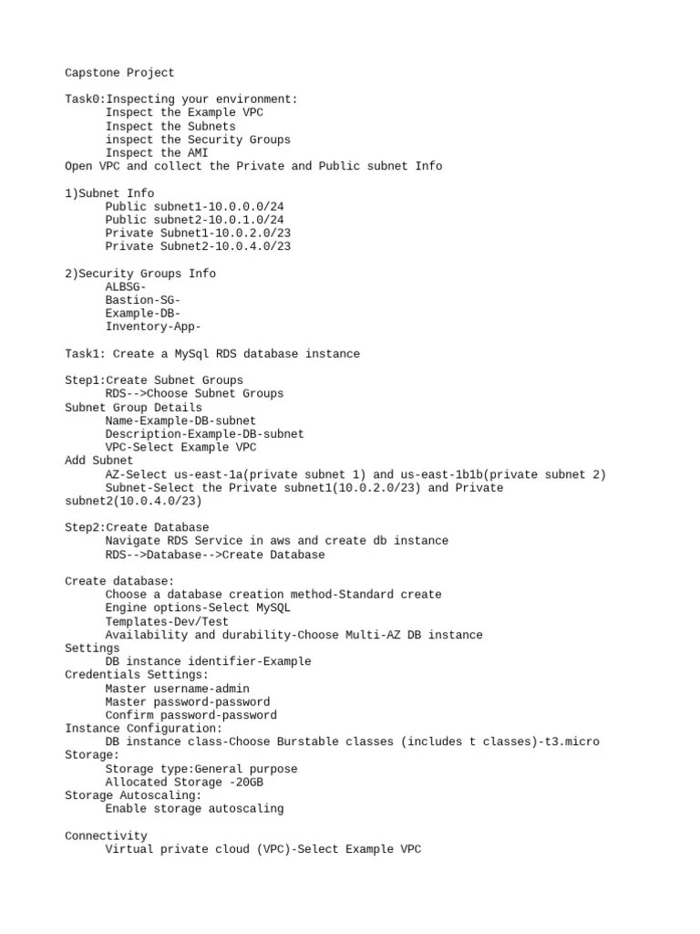 Capstone Project AWS Infrastructure | PDF | Databases | My Sql
