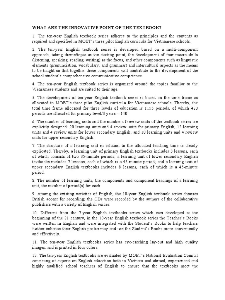 What Are The Innovative Point Of The Textbook | PDF | English Language | Textbook