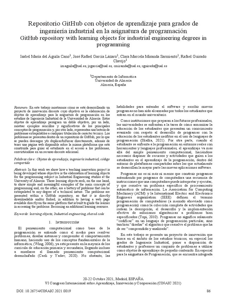 Repositorio GitHub Con Objetos De Aprendizaje Para Grados De Ingeniería Industrial En La ...