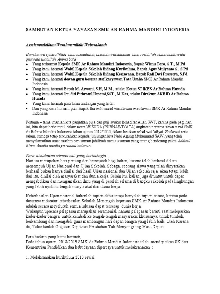 Sambutan Ketua Yayasan | PDF