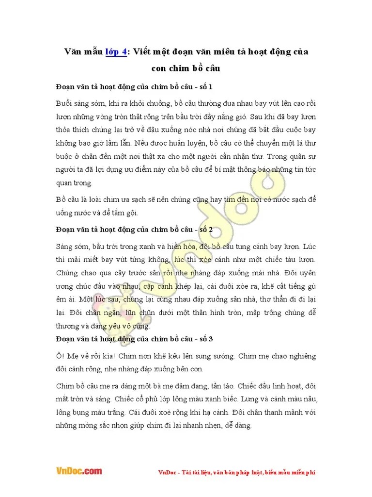 Viet Doan Van Ta Hoat Dong Cua Chim Bo Cau | PDF