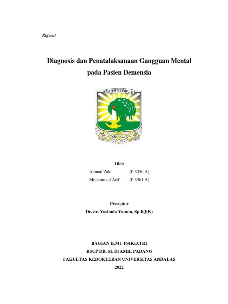 Diagnosis Dan Tatalaksana Gangguan Mental Pada Pasien Demensia | PDF