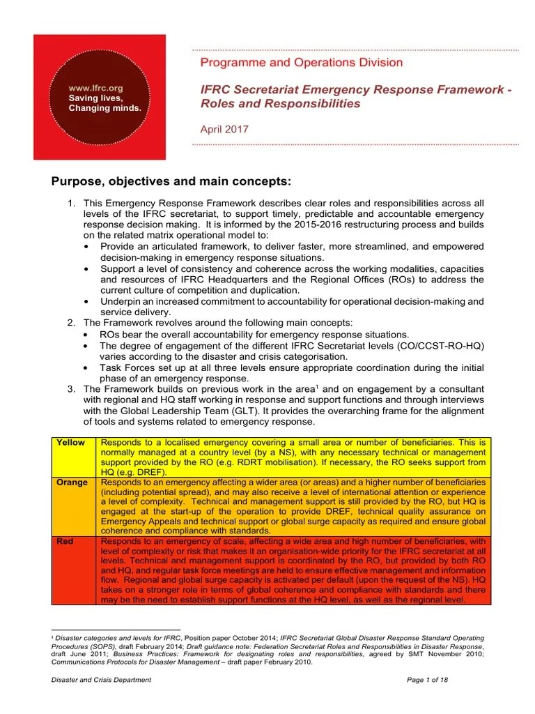 IFRC Emergency Response Framework - 2017 | PDF | Emergency Management ...