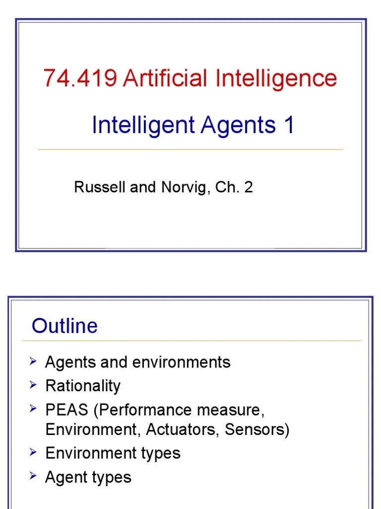 Artificial Intelligence Intelligent Agents | PDF | Robotics | Cognition