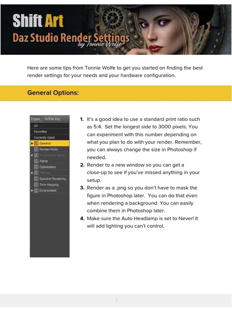 Daz Studio Render Settings | PDF | Rendering (Computer Graphics) | Adobe Photoshop