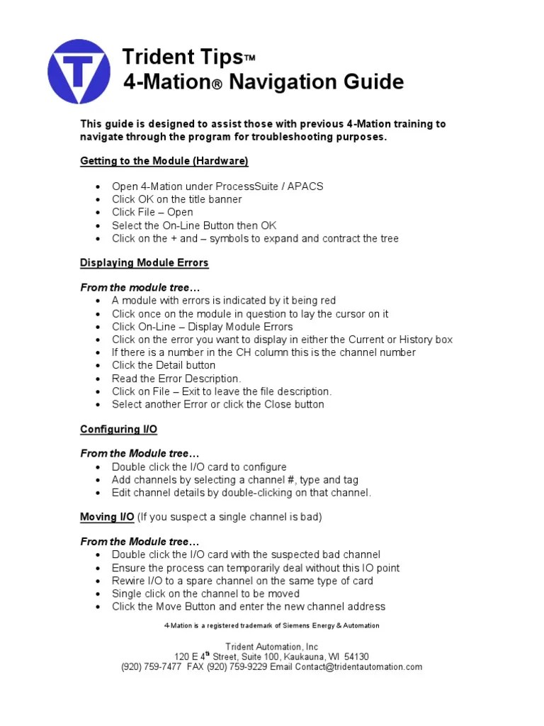 Trident Tips 4 Mation Navigation Guide: From The Module Tree | PDF ...