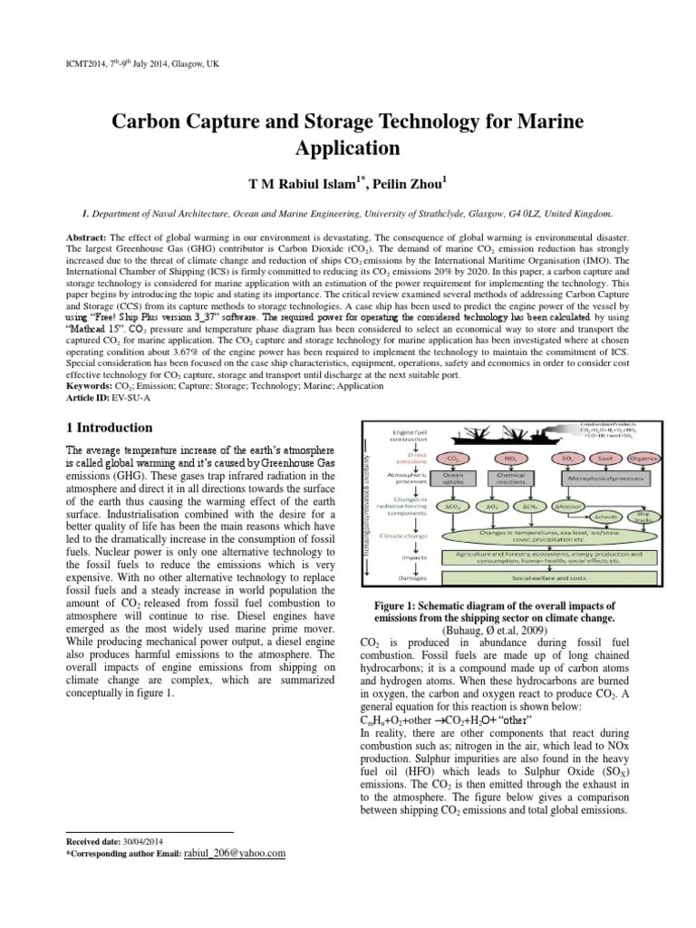 Carbon Capture And Storage Technology For Reducing Marine Vessel CO2 Emissions | PDF | Climate ...