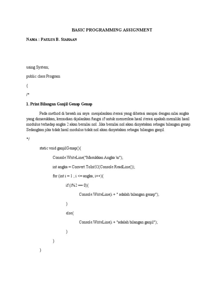 Basic Programming Assignments | PDF