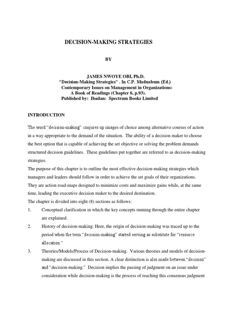 Decision-Making Strategies | Download Free PDF | Decision Making | Risk