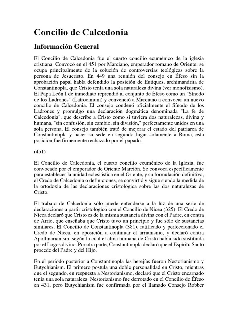 Concilio De Calcedonia | PDF | Consejo De Calcedonia | Creencia Y ...