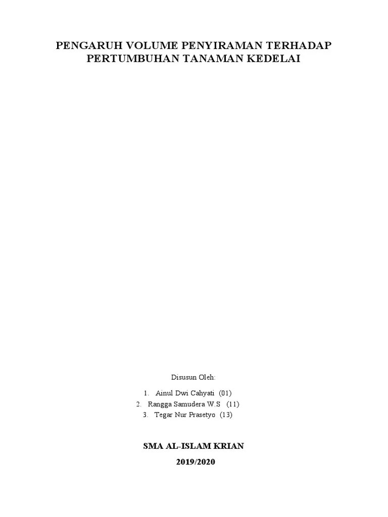Laporan Pengaruh Volume Air Terhadap Kecepatan Pertumbuhan Tanaman ...