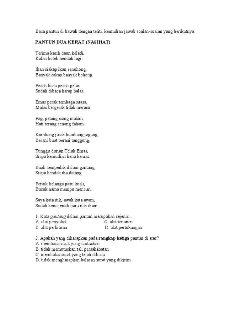 Puisi tradisional pantun ppt download. Pantun Dua Kerat Pdf
