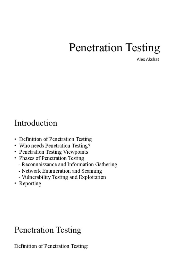 Penetration Testing | PDF | Penetration Test | Vulnerability (Computing)