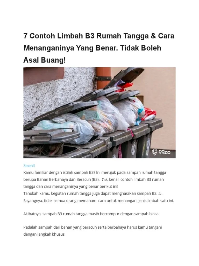 7 Contoh Limbah B3 Rumah Tangga | PDF