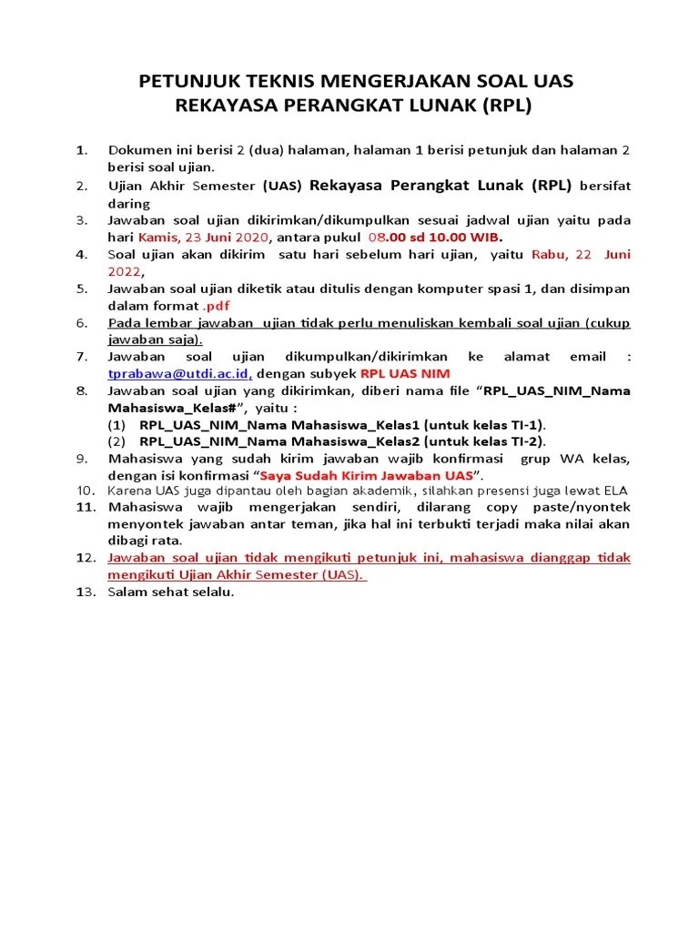 Soal Uas RPL Genap 2021 2022 | PDF | Seni | Komputer
