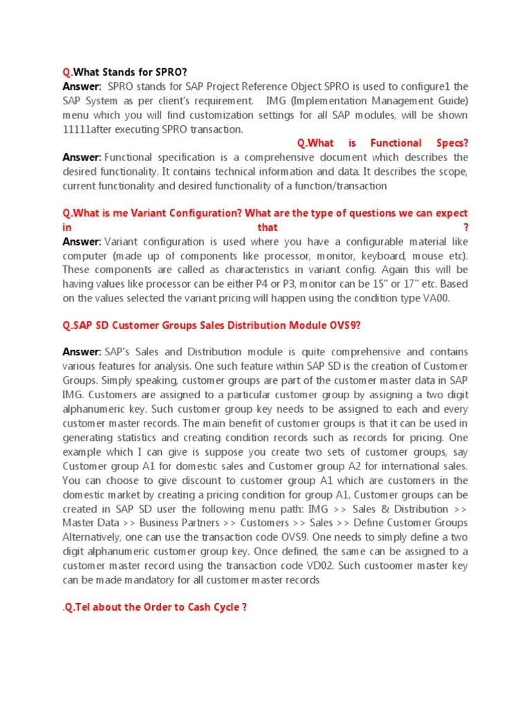 Sap 70 Interview Question | PDF | Inventory | Sales