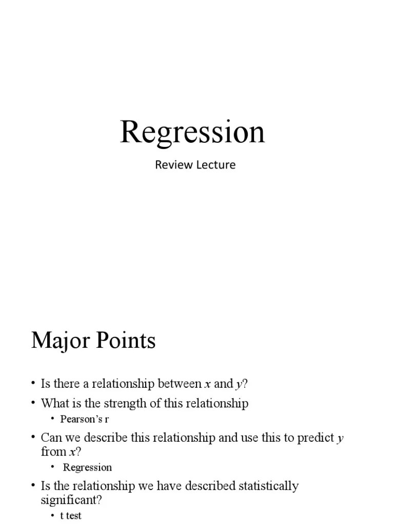Regression Lecture Summary | PDF | Regression Analysis | Errors And ...