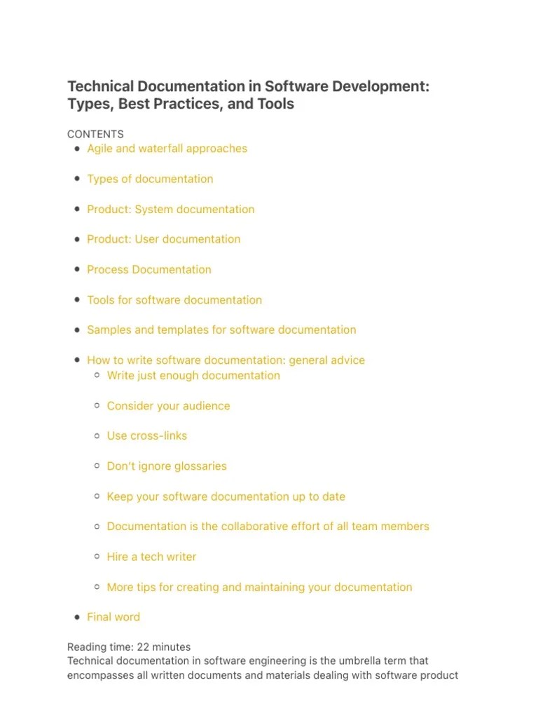Technical Documentation In Software Development: Types, Best Practices… | PDF | Agile Software ...