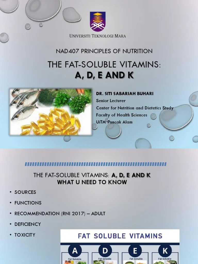 Fat Soluble Vitamins | PDF | Vitamin A | Vitamin D