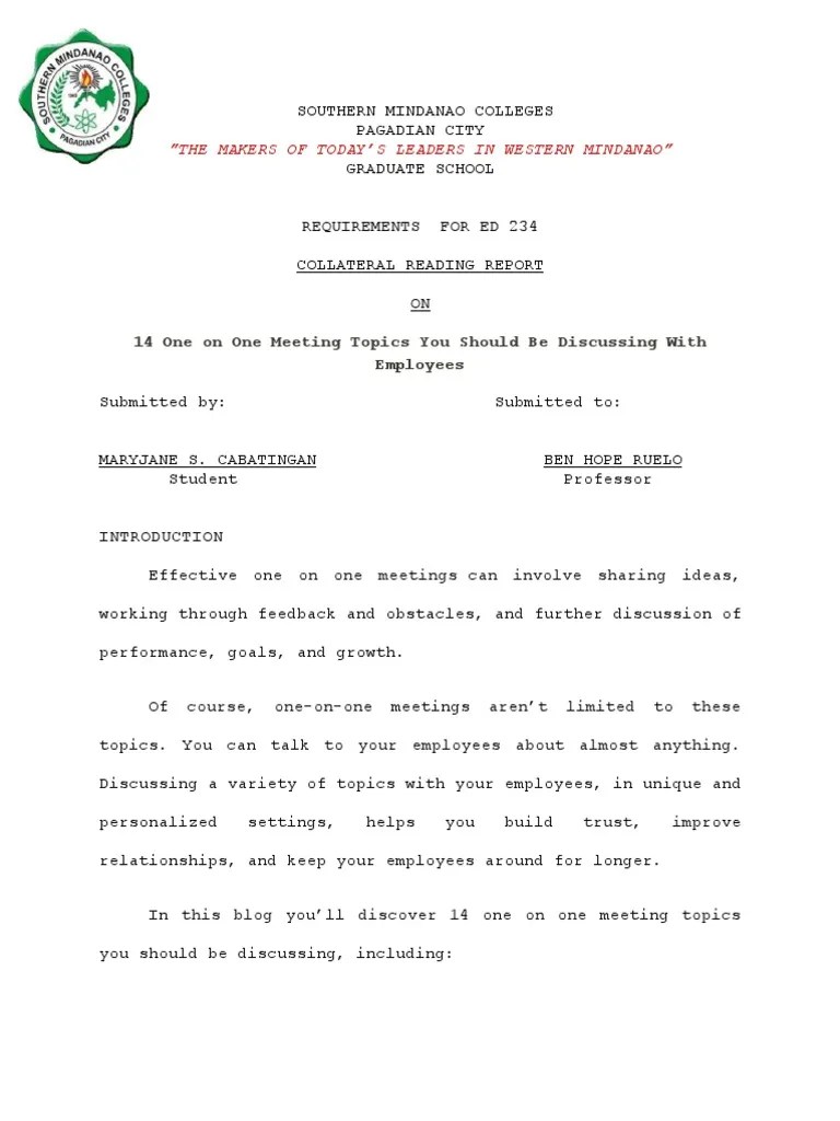 ED 234 Collateral Reading Report | PDF | Goal | Employment