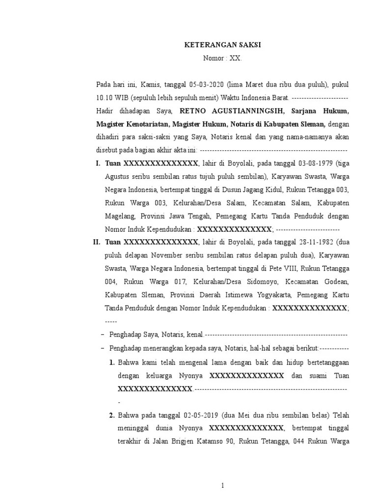 Contoh Keterangan Saksi | PDF