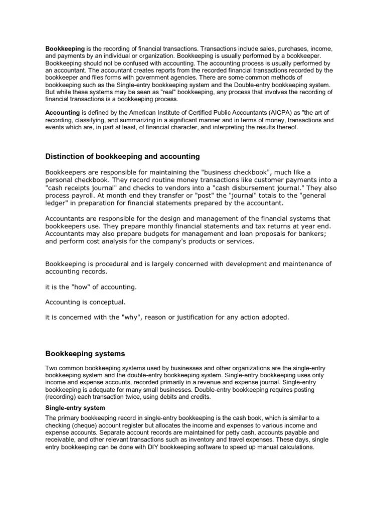 Bookkeeping And Accounting | PDF