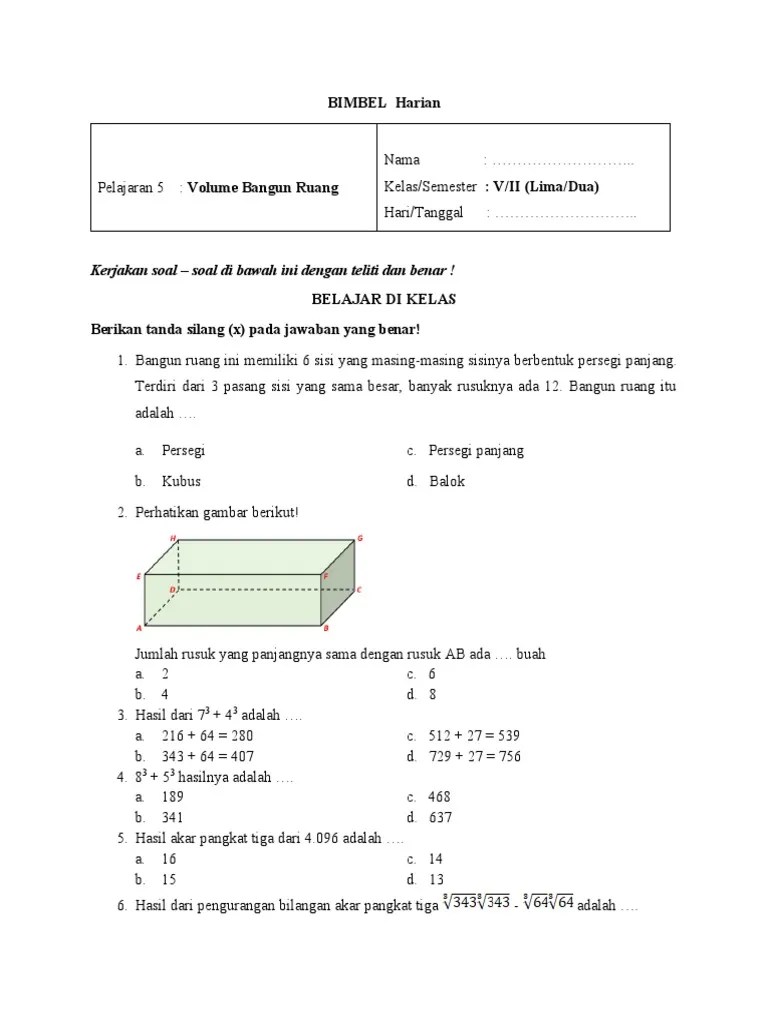 Volume Bangun Ruang Bimbel | PDF