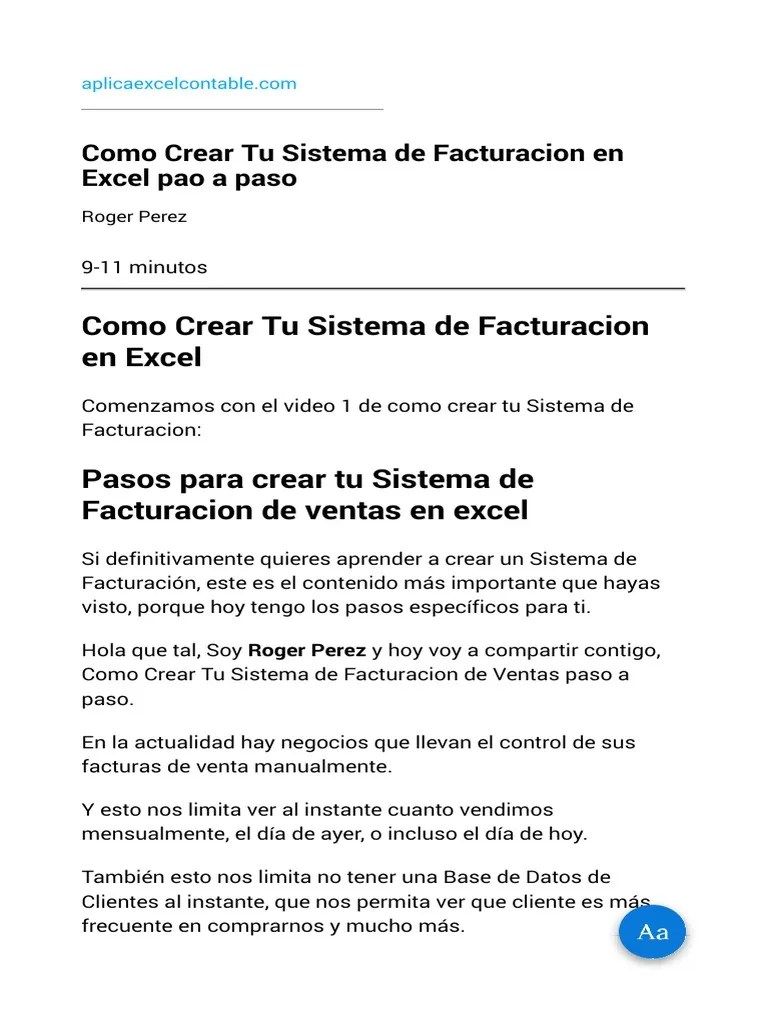 Como Crear Tu Sistema De Facturacion En Excel Pao A Paso | PDF | Microsoft Excel | Factura