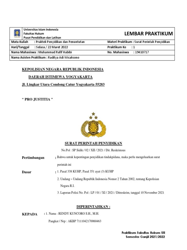 Surat Perintah Penyidikan | PDF