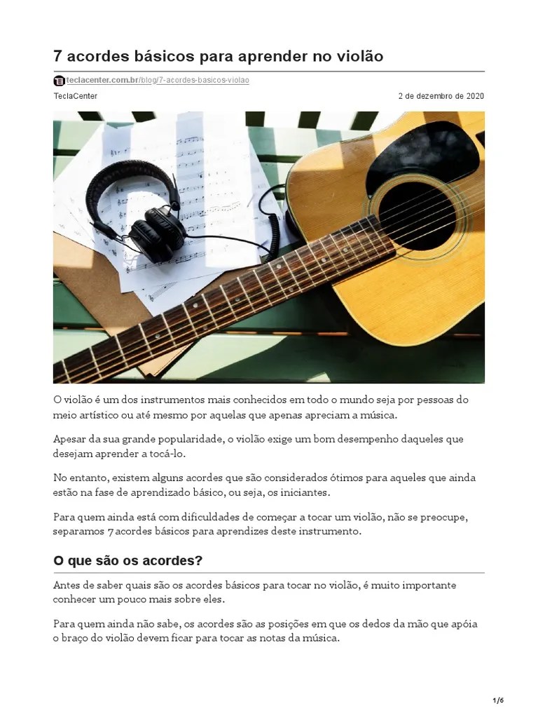 7 Acordes Básicos Para Aprender No Violão | PDF | Guitarras | Violão Clássico