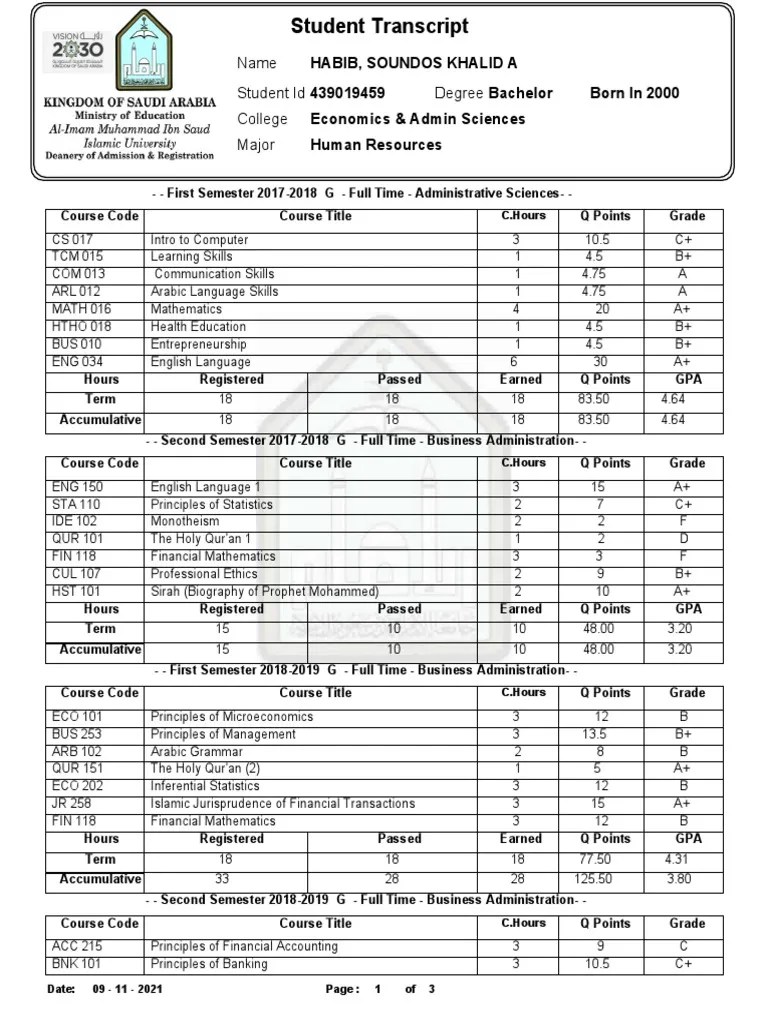 Academic Transcript | PDF | Human Resource Management | Economies