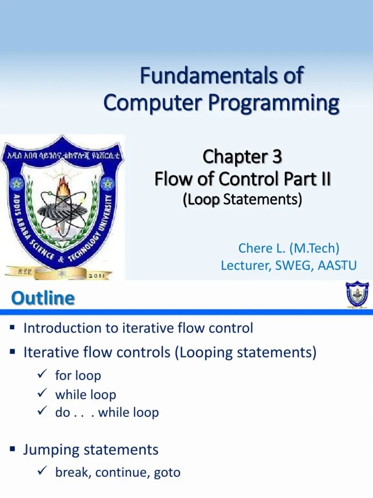 Chapter 3 - Flow Of Control Part II | PDF | Control Flow | Software ...
