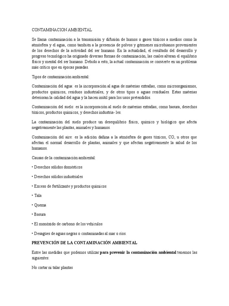Contaminacion Ambiental | PDF | Contaminación | Entorno Natural